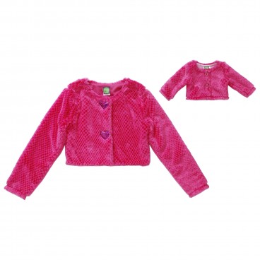 "Two Hearts" Pink Cropped Dancewear Coverup Jacket and Doll Outfit