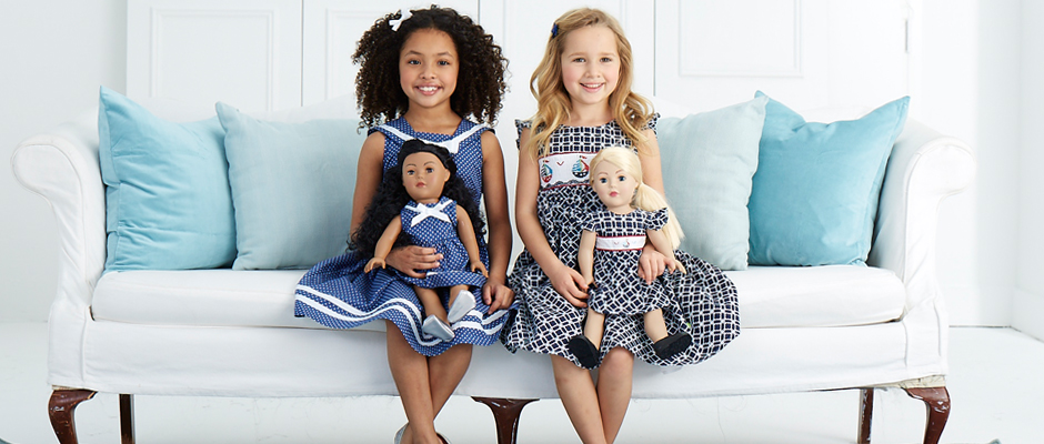 Sail into Spring 2015 in these nautical inspired sailor dresses with matching outfit for 18 inch play dolls!